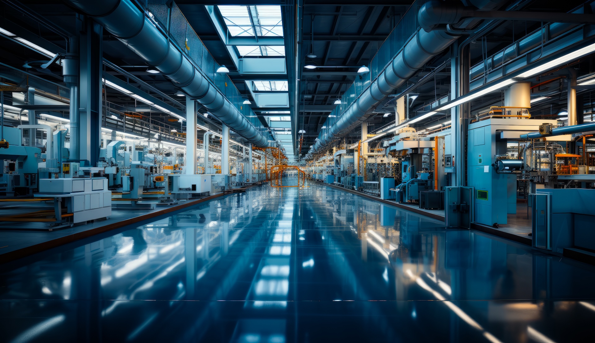 Inside of an auto manufacturing factory for automative components