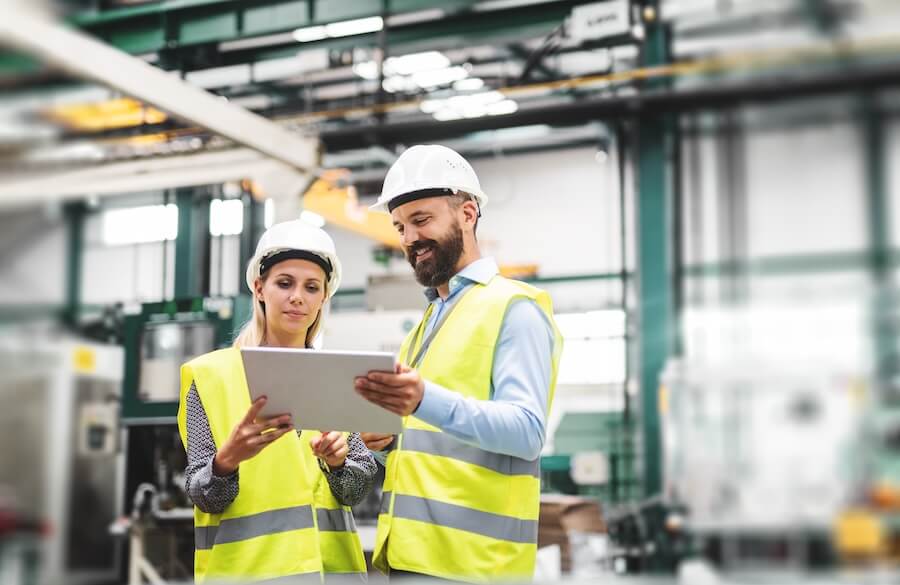 Employees in a building materials facility